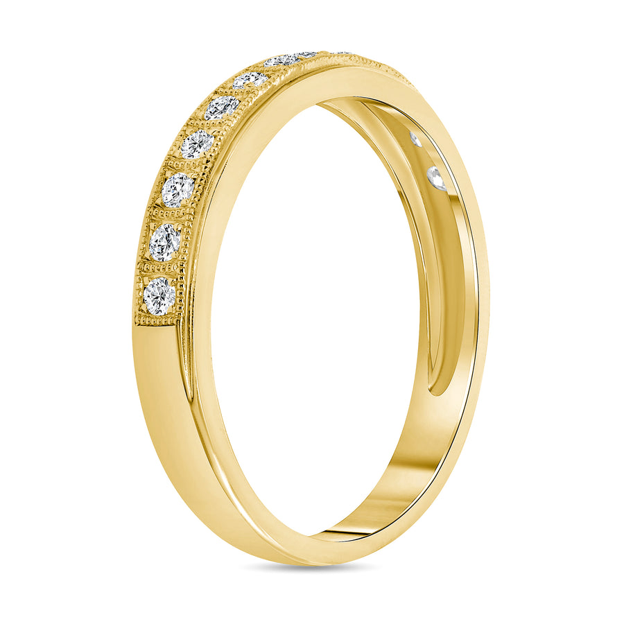 milgrain diamond wedding ring gold
