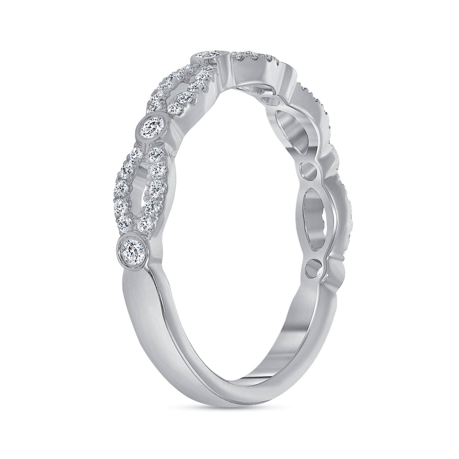 diamond twist wedding ring white gold