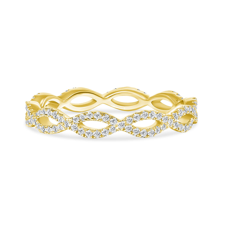 diamond  gold criss cross wedding ring