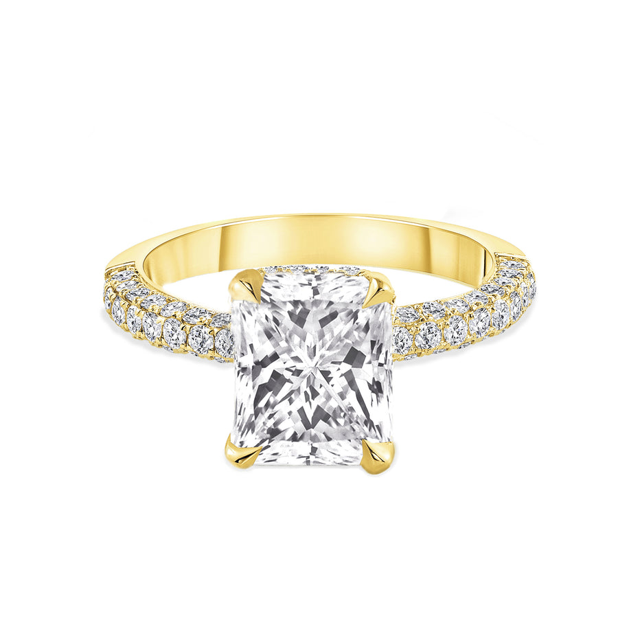 radiant cut diamond engagement ring yellow gold