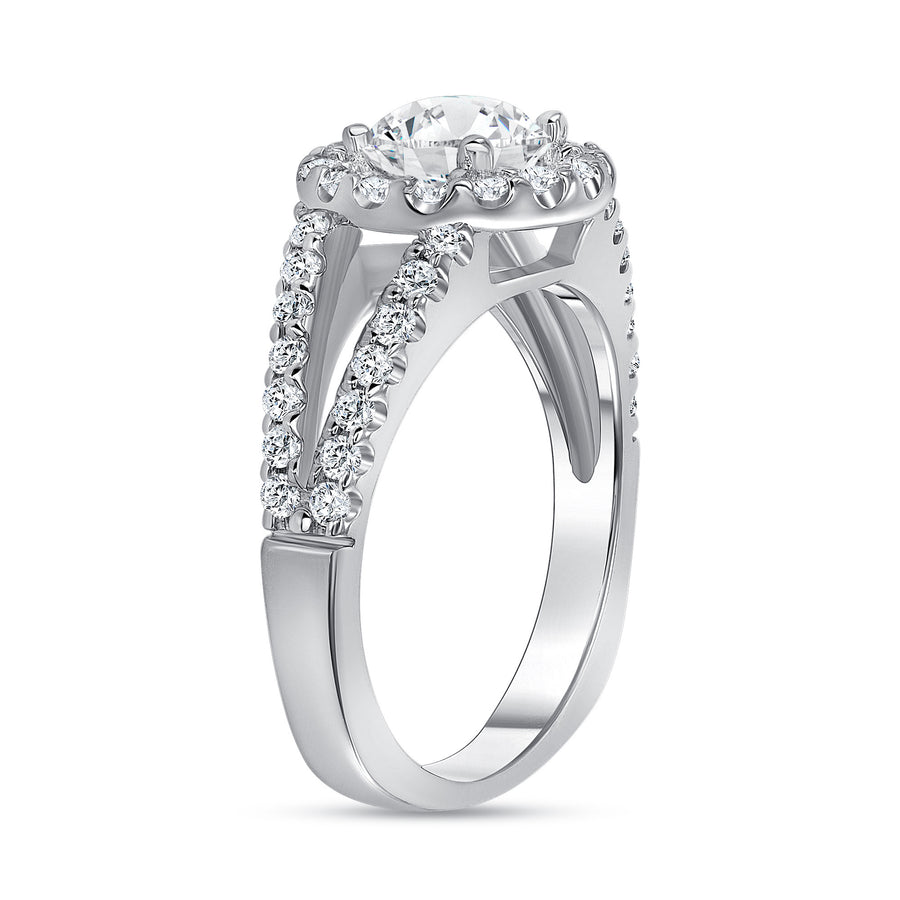 Single Halo Diamond Engagement Ring