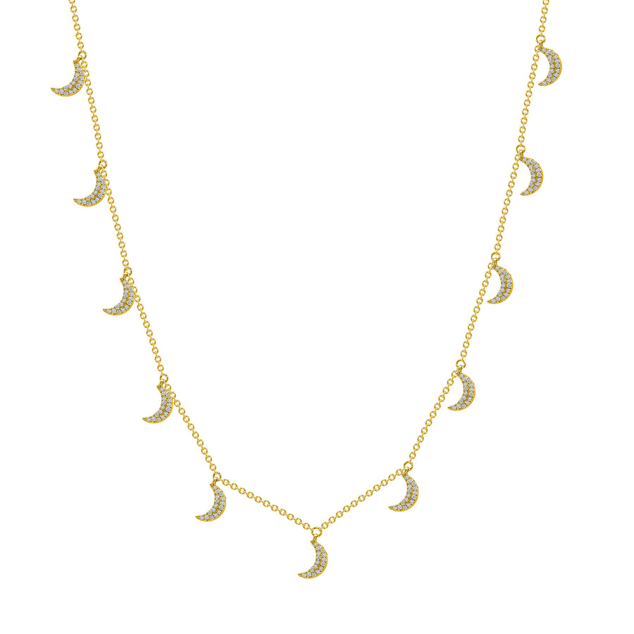 gold diamond crescent moon necklace