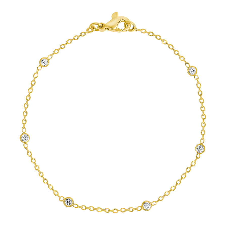 14k Gold Diamond Station Bracelet