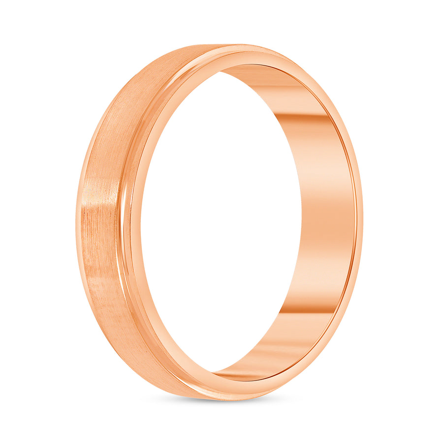 brushed mens wedding band rose gold