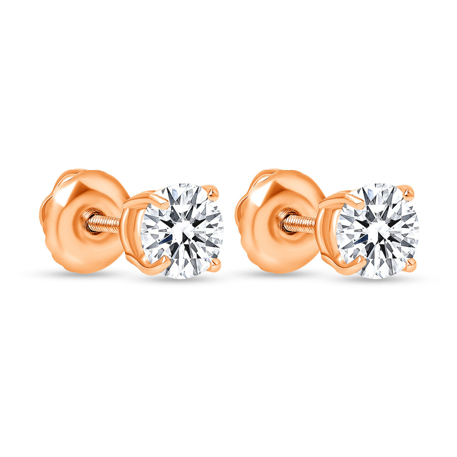 1 ct diamond stud earrings rose gold | Diamond Collection Inc