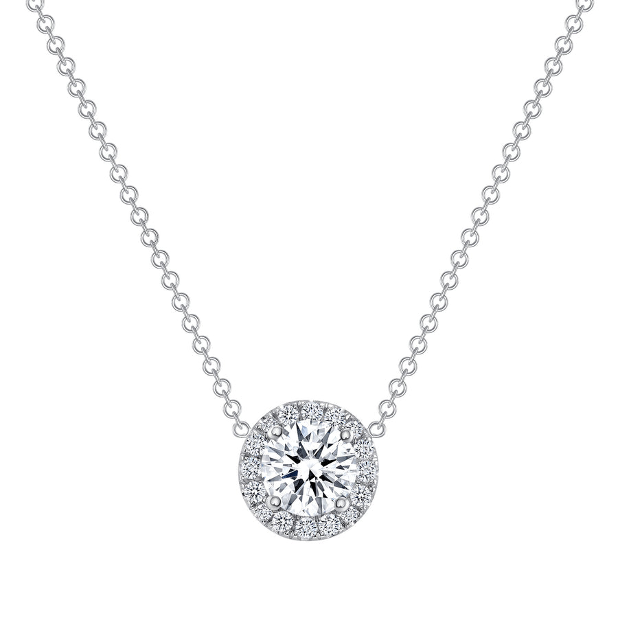 14k white gold round diamond solitaire pendant necklace