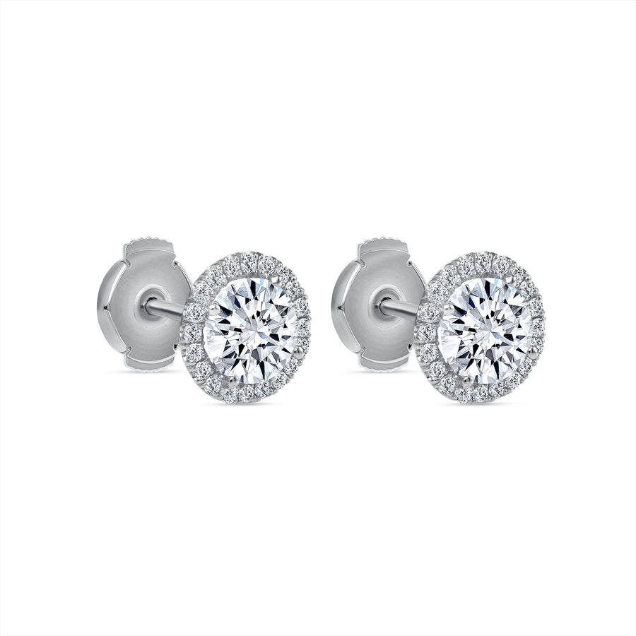 diamond halo stud earrings