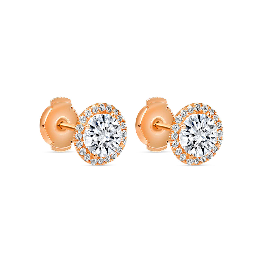 diamond halo stud earrings