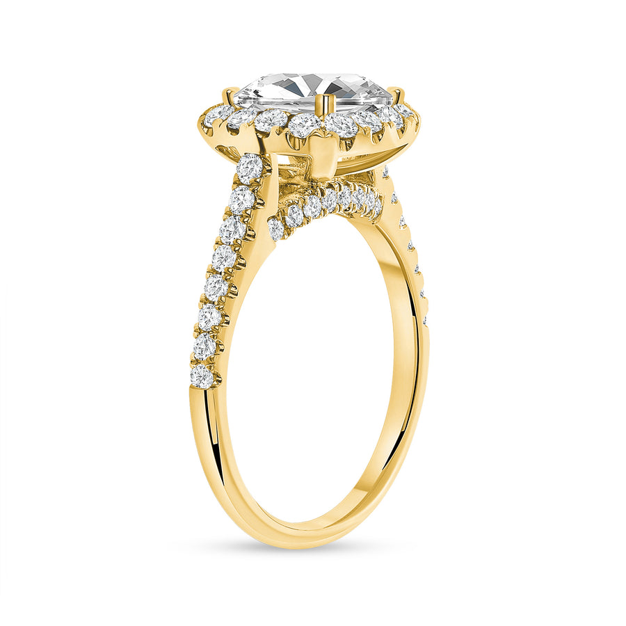 14k Gold Pave Diamond Halo Diamond Engagement Ring