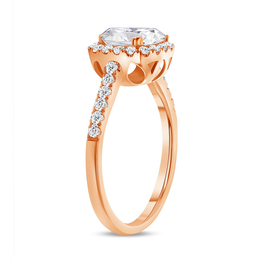 cushion cut diamond halo engagement ring rose gold