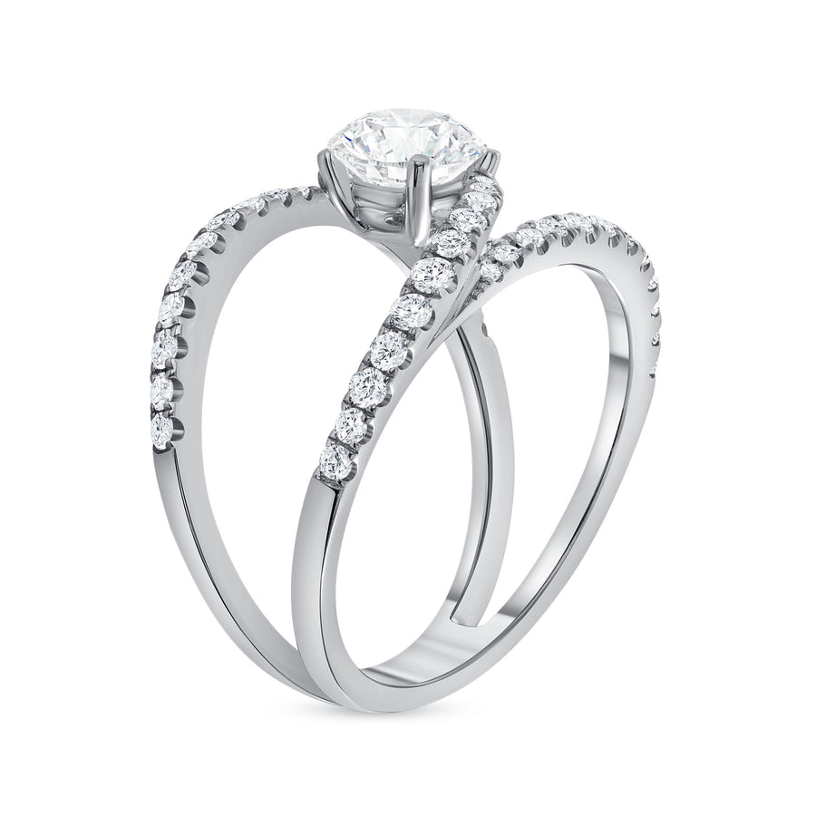 split shank round diamond engagement ring white gold