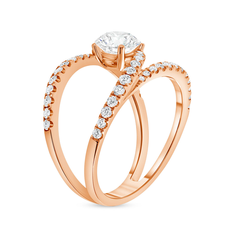split shank round diamond engagement ring rose gold