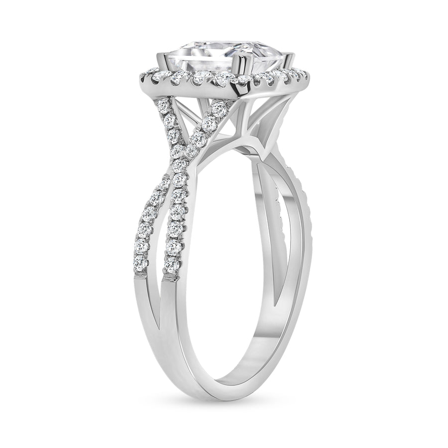 split band engagement ring white gold