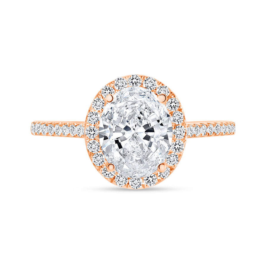 classic oval cut diamond halo engagement ring rose gold