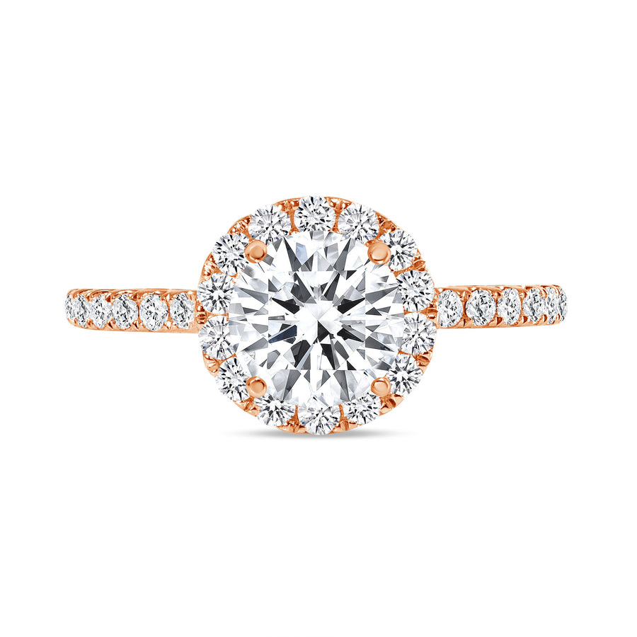 round cut halo diamond engagement ring rose gold