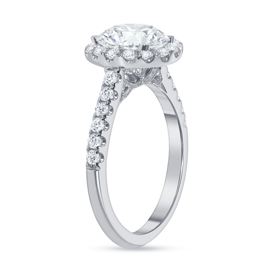 1.5 Carats Round Diamond Halo Engagement Ring