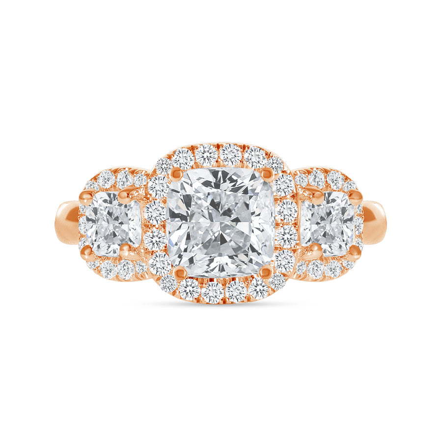 cushion shaped diamond engagement ring rose gold